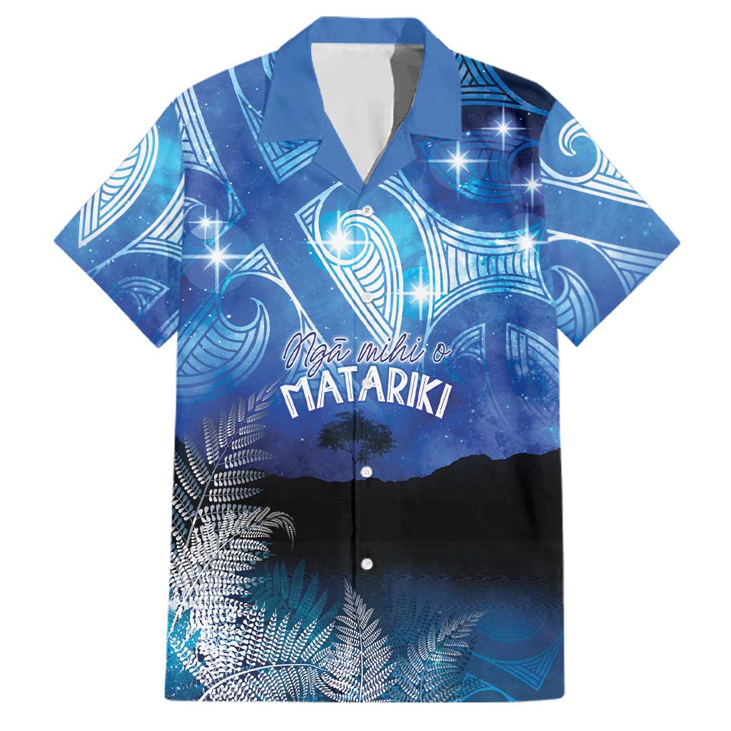 NZ Maori Matariki Scenery Family Matching Off Shoulder Short Dress and Hawaiian Shirt Galaxy Sky