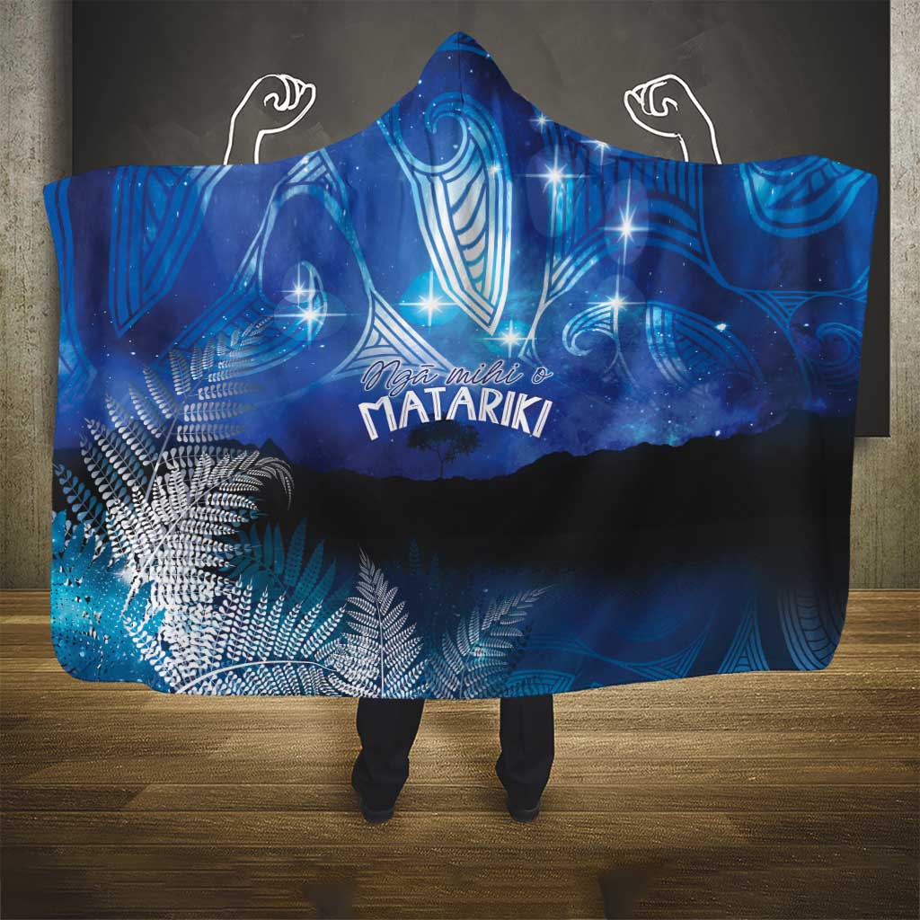 NZ Maori Matariki Scenery Hooded Blanket Galaxy Sky