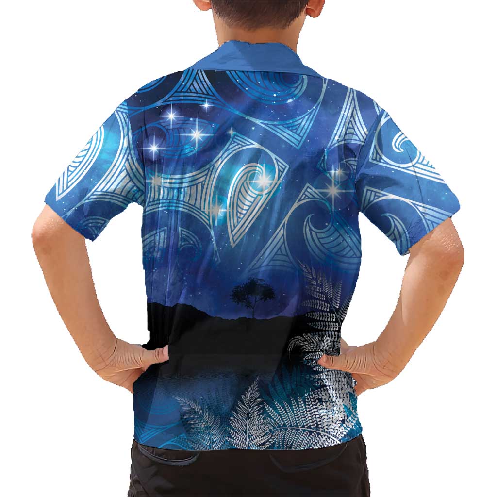 NZ Maori Matariki Scenery Kid Hawaiian Shirt Galaxy Sky