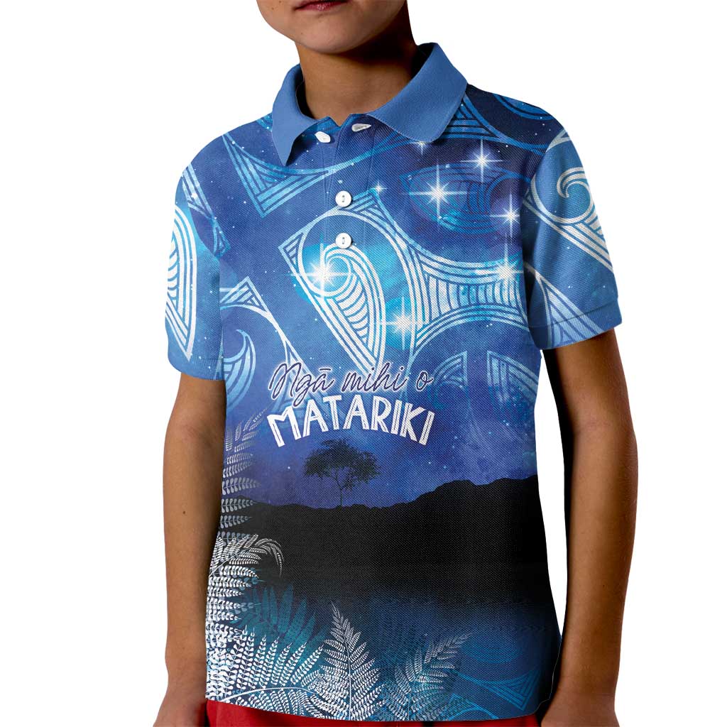 NZ Maori Matariki Scenery Kid Polo Shirt Galaxy Sky