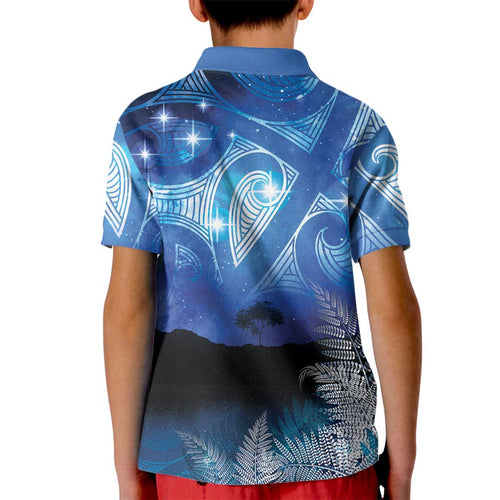 NZ Maori Matariki Scenery Kid Polo Shirt Galaxy Sky