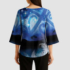 NZ Maori Matariki Scenery Kimono Sleeve Blouse Galaxy Sky