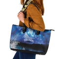 NZ Maori Matariki Scenery Leather Tote Bag Galaxy Sky