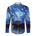 NZ Maori Matariki Scenery Long Sleeve Button Shirt Galaxy Sky