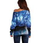 NZ Maori Matariki Scenery Off Shoulder Sweater Galaxy Sky