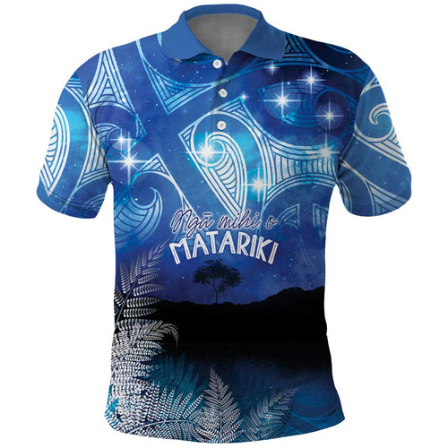 NZ Maori Matariki Scenery Polo Shirt Galaxy Sky