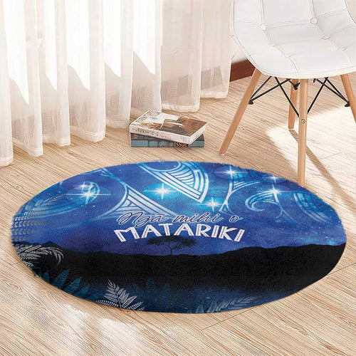 NZ Maori Matariki Scenery Round Carpet Galaxy Sky