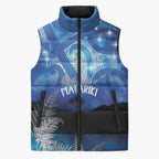 NZ Maori Matariki Scenery Sleeveless Puffer Jacket Galaxy Sky