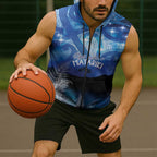 NZ Maori Matariki Scenery Sleeveless Zip Hoodie Galaxy Sky