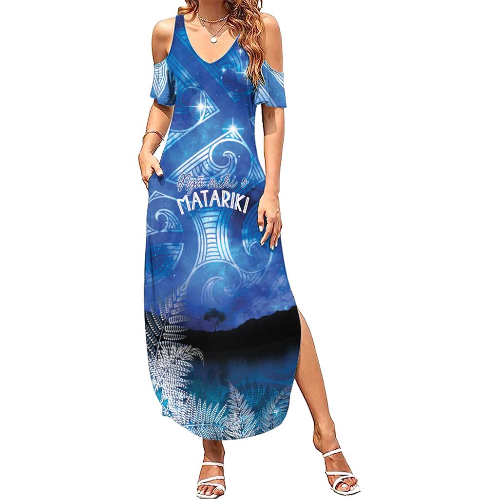 NZ Maori Matariki Scenery Summer Maxi Dress Galaxy Sky