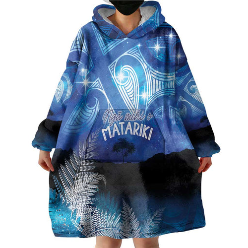 NZ Maori Matariki Scenery Wearable Blanket Hoodie Galaxy Sky