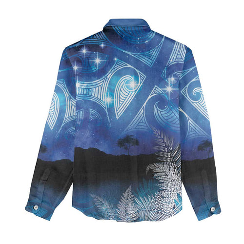 NZ Maori Matariki Scenery Women Casual Shirt Galaxy Sky