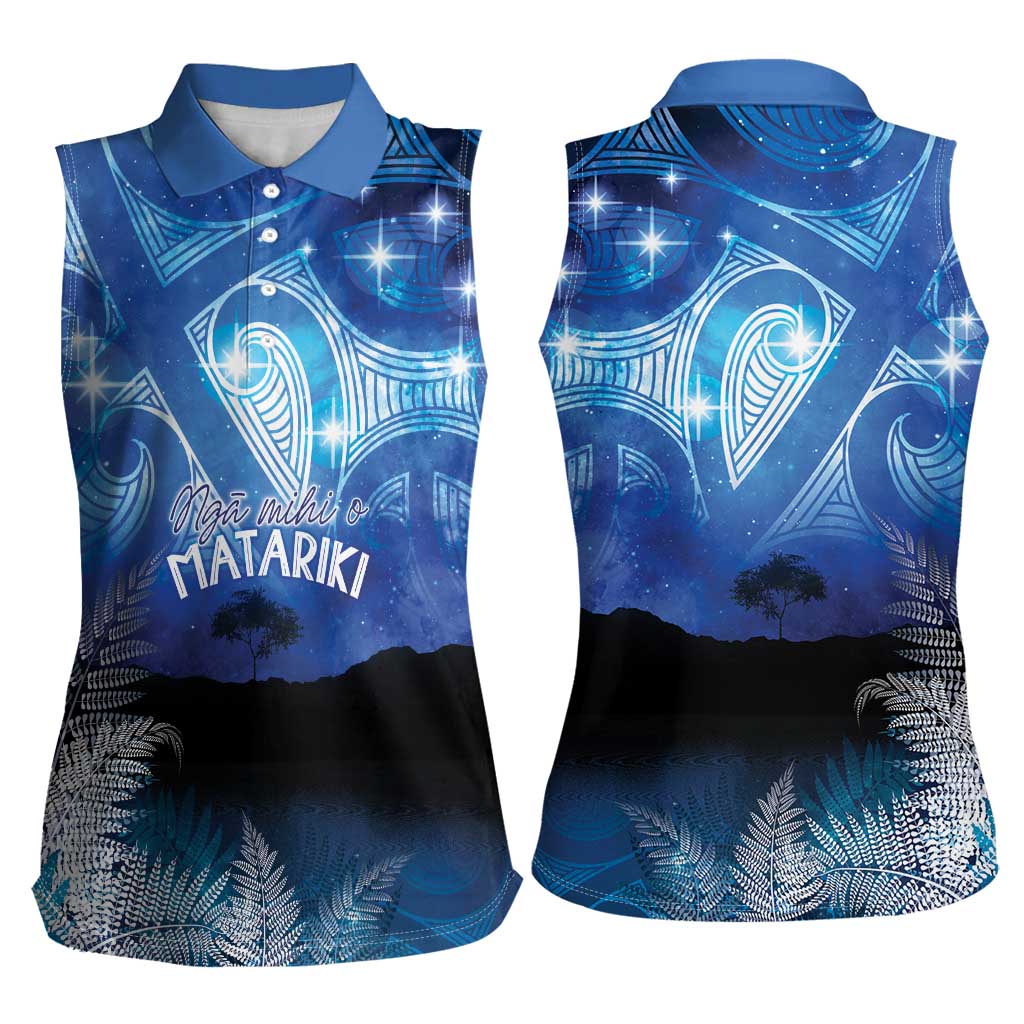 NZ Maori Matariki Scenery Women Sleeveless Polo Shirt Galaxy Sky