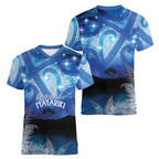 NZ Maori Matariki Scenery Women V-Neck T-Shirt Galaxy Sky