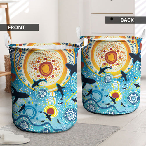 World Ocean Day Aboriginal Arts Indigenous Laundry Basket Dancing Under Moonlight