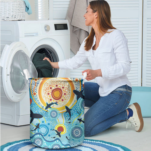 World Ocean Day Aboriginal Arts Indigenous Laundry Basket Dancing Under Moonlight