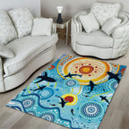 World Ocean Day Aboriginal Arts Indigenous Area Rug Dancing Under Moonlight