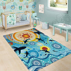 World Ocean Day Aboriginal Arts Indigenous Area Rug Dancing Under Moonlight
