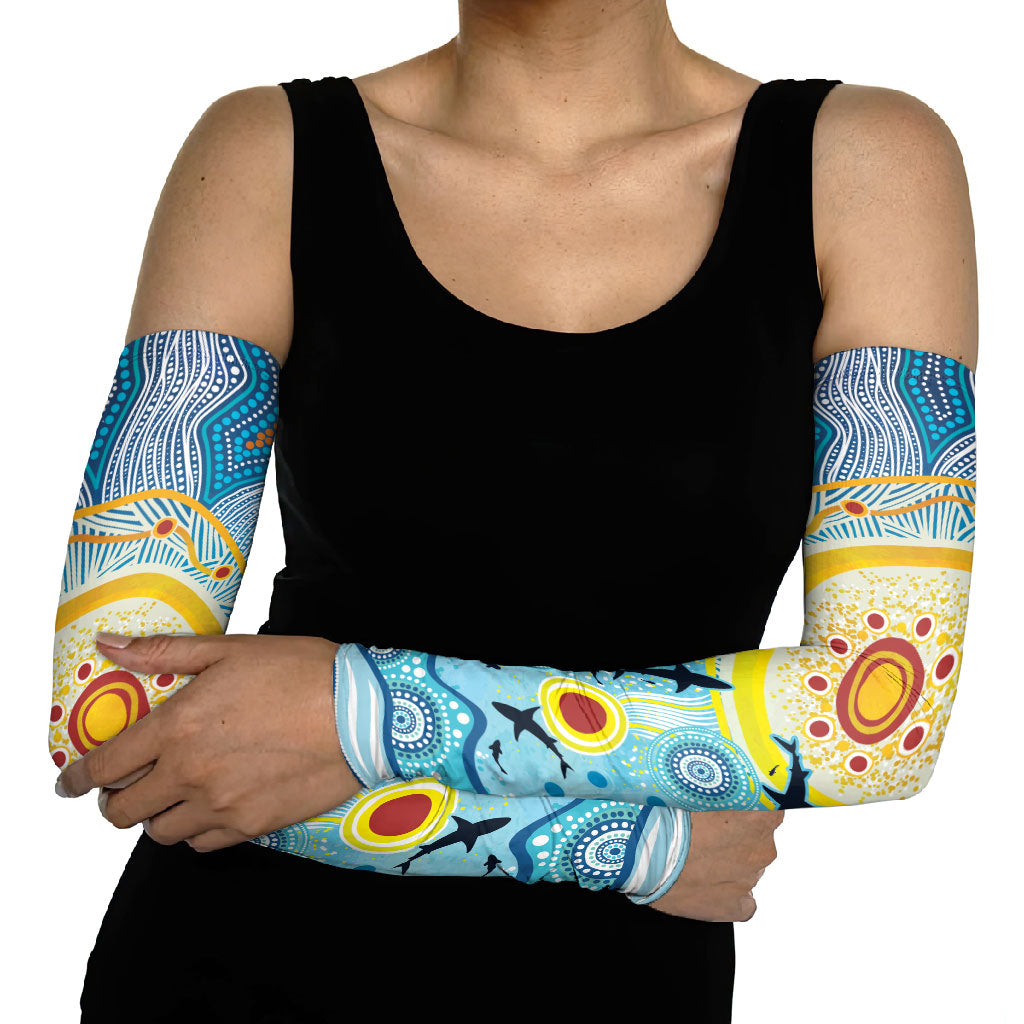 World Ocean Day Aboriginal Arts Indigenous Arm Sleeves Dancing Under Moonlight
