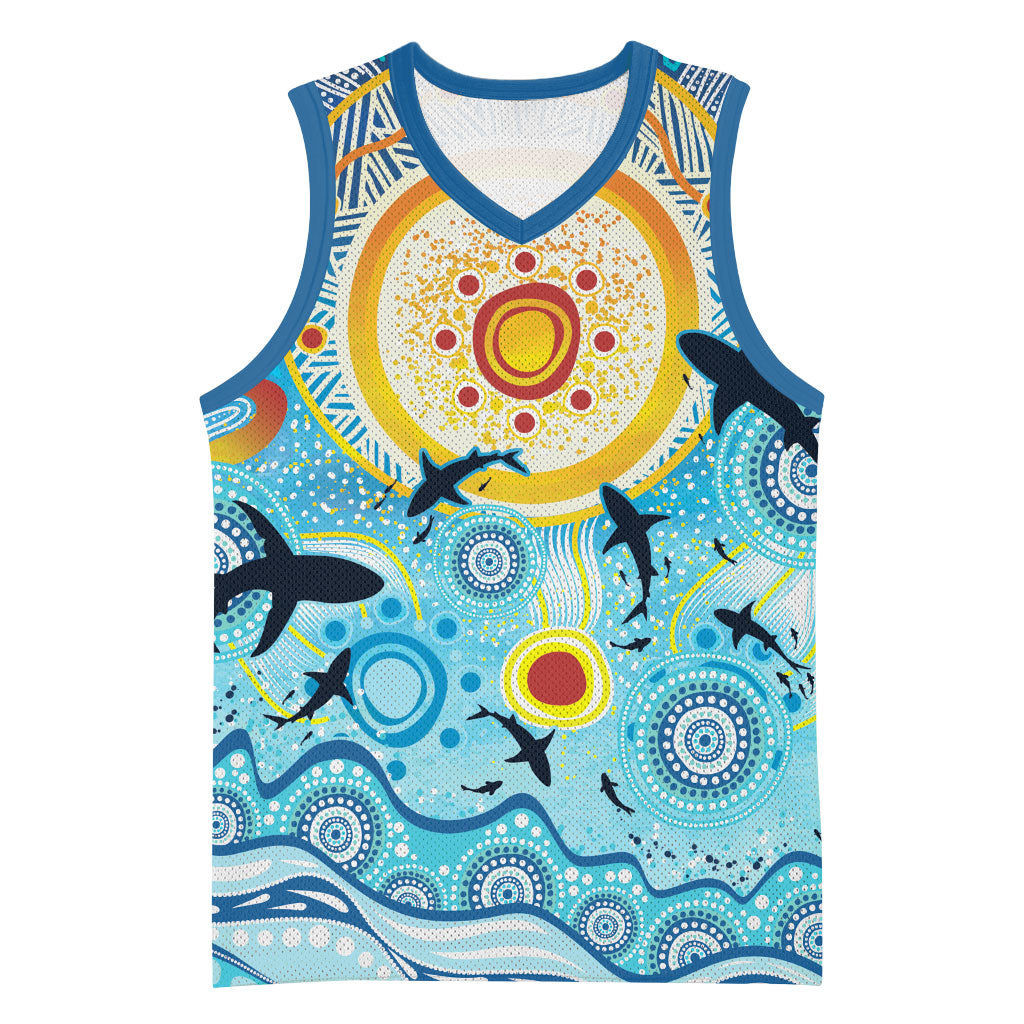 World Ocean Day Aboriginal Arts Indigenous Basketball Jersey Dancing Under Moonlight