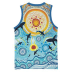 World Ocean Day Aboriginal Arts Indigenous Basketball Jersey Dancing Under Moonlight