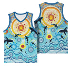 World Ocean Day Aboriginal Arts Indigenous Basketball Jersey Dancing Under Moonlight