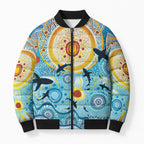 World Ocean Day Aboriginal Arts Indigenous Bomber Puffer Jacket Dancing Under Moonlight