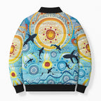 World Ocean Day Aboriginal Arts Indigenous Bomber Puffer Jacket Dancing Under Moonlight