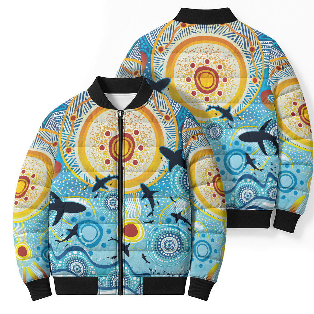 World Ocean Day Aboriginal Arts Indigenous Bomber Puffer Jacket Dancing Under Moonlight