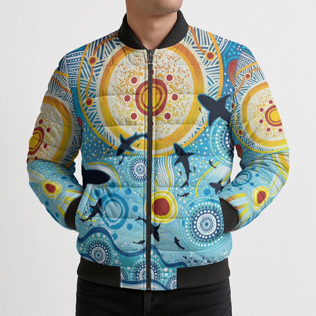 World Ocean Day Aboriginal Arts Indigenous Bomber Puffer Jacket Dancing Under Moonlight