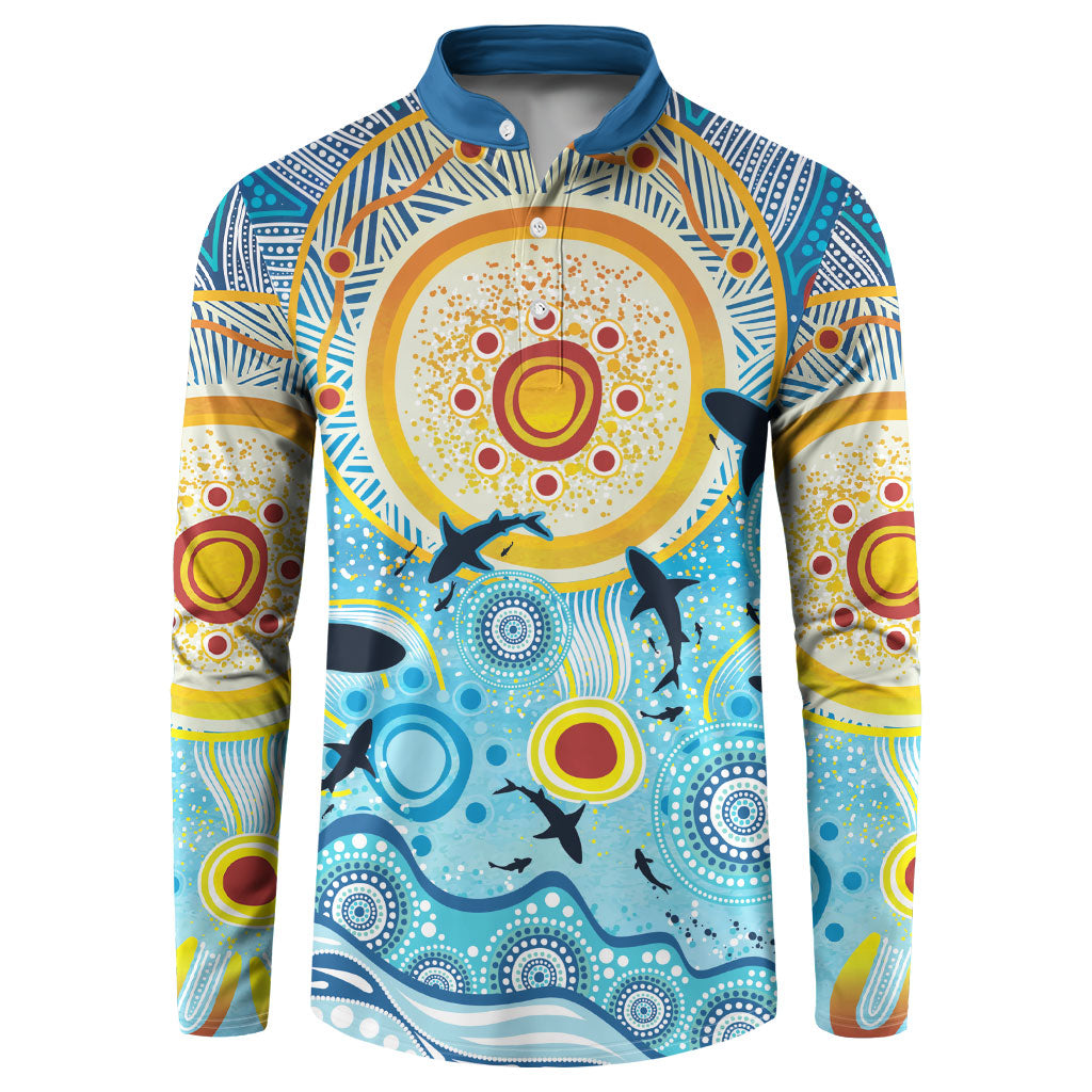 World Ocean Day Aboriginal Arts Indigenous Button Sweatshirt Dancing Under Moonlight