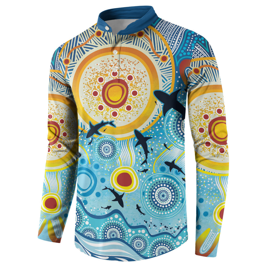 World Ocean Day Aboriginal Arts Indigenous Button Sweatshirt Dancing Under Moonlight