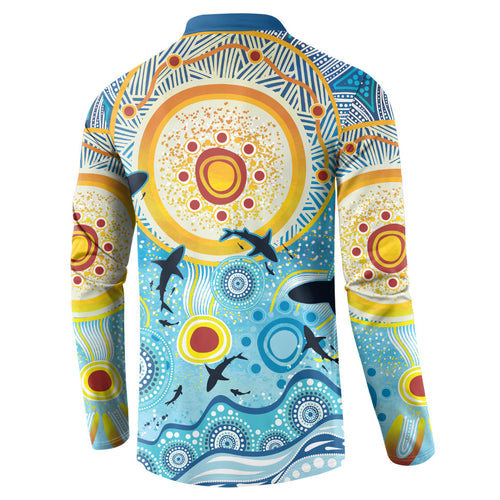 World Ocean Day Aboriginal Arts Indigenous Button Sweatshirt Dancing Under Moonlight