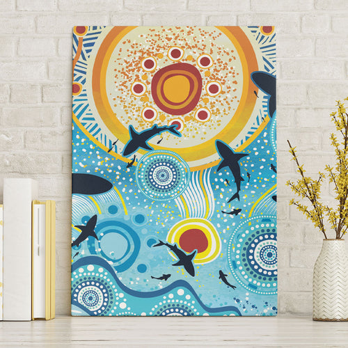 World Ocean Day Aboriginal Arts Indigenous Canvas Wall Art Dancing Under Moonlight