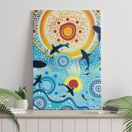 World Ocean Day Aboriginal Arts Indigenous Canvas Wall Art Dancing Under Moonlight