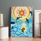 World Ocean Day Aboriginal Arts Indigenous Canvas Wall Art Dancing Under Moonlight