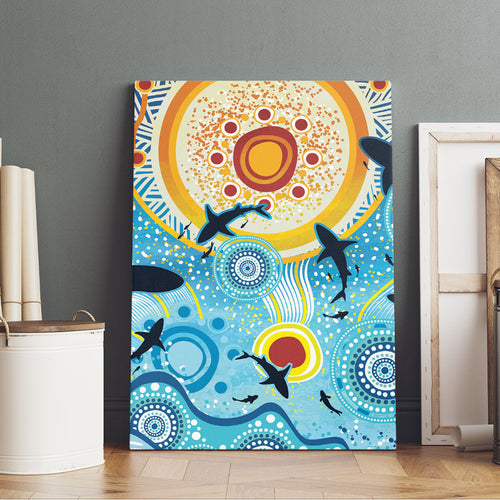 World Ocean Day Aboriginal Arts Indigenous Canvas Wall Art Dancing Under Moonlight