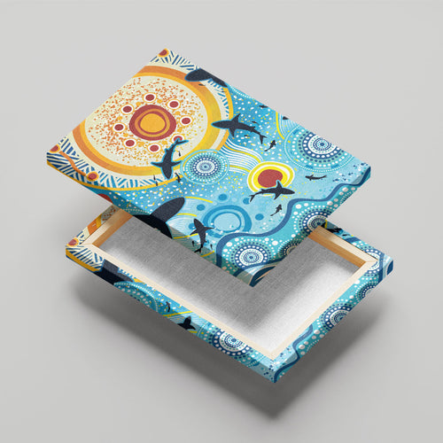 World Ocean Day Aboriginal Arts Indigenous Canvas Wall Art Dancing Under Moonlight