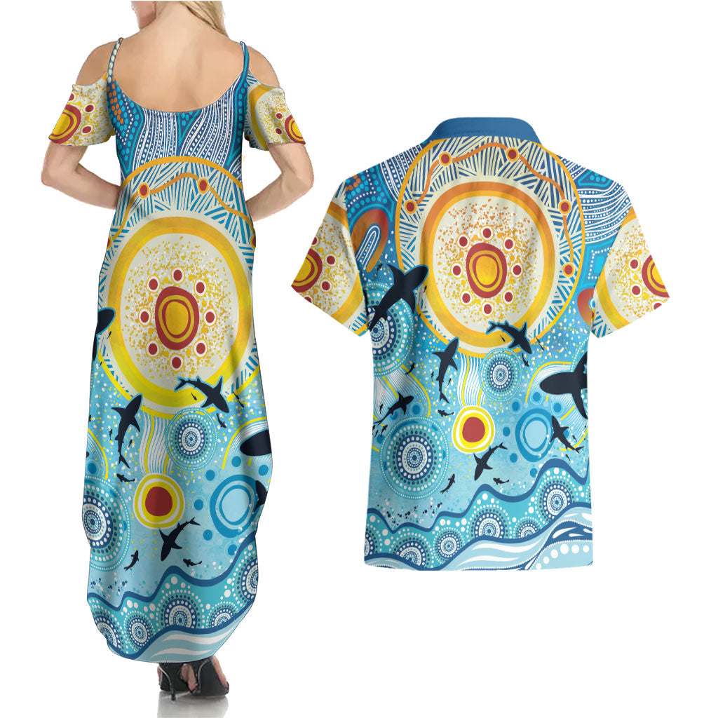 World Ocean Day Aboriginal Arts Indigenous Couples Matching Summer Maxi Dress and Hawaiian Shirt Dancing Under Moonlight