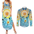 World Ocean Day Aboriginal Arts Indigenous Couples Matching Summer Maxi Dress and Long Sleeve Button Shirt Dancing Under Moonlight