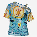 World Ocean Day Aboriginal Arts Indigenous Cross Shoulder Shirt Dancing Under Moonlight