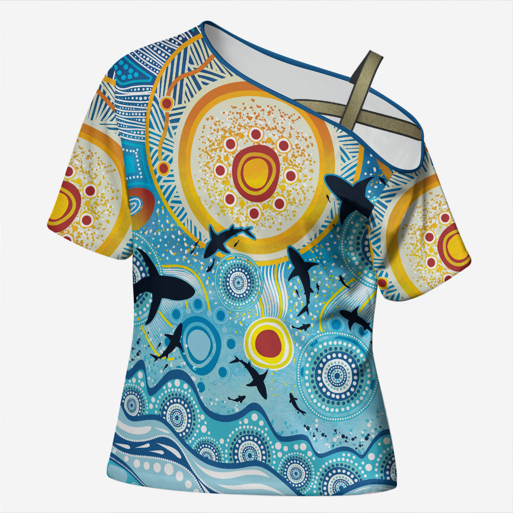 World Ocean Day Aboriginal Arts Indigenous Cross Shoulder Shirt Dancing Under Moonlight