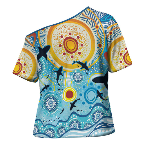 World Ocean Day Aboriginal Arts Indigenous Cross Shoulder Shirt Dancing Under Moonlight