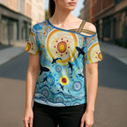 World Ocean Day Aboriginal Arts Indigenous Cross Shoulder Shirt Dancing Under Moonlight