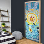 World Ocean Day Aboriginal Arts Indigenous Door Cover Dancing Under Moonlight