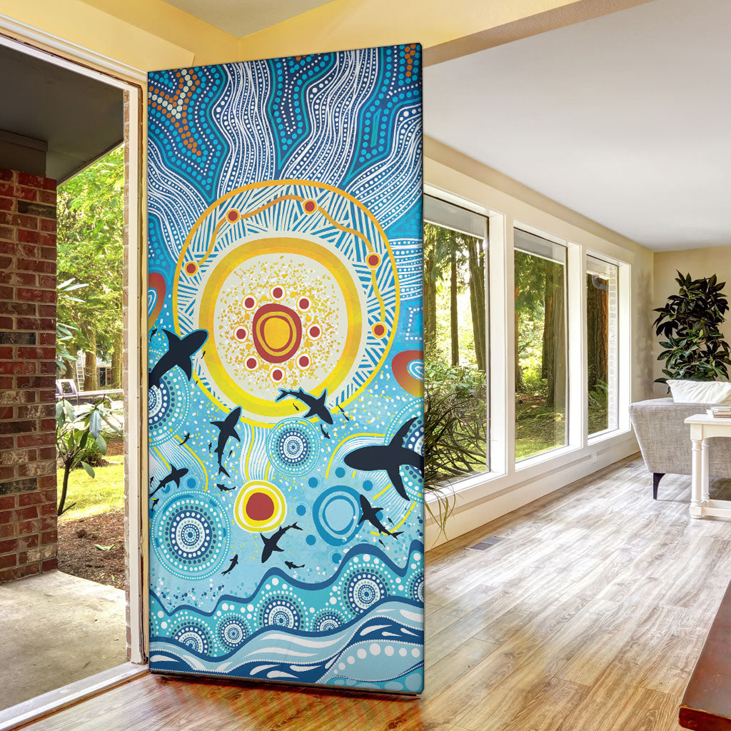 World Ocean Day Aboriginal Arts Indigenous Door Cover Dancing Under Moonlight
