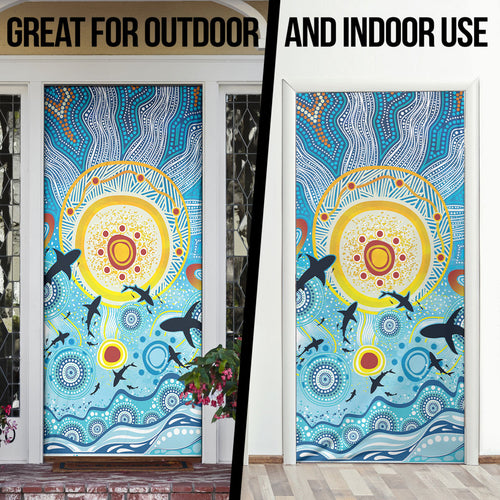 World Ocean Day Aboriginal Arts Indigenous Door Cover Dancing Under Moonlight