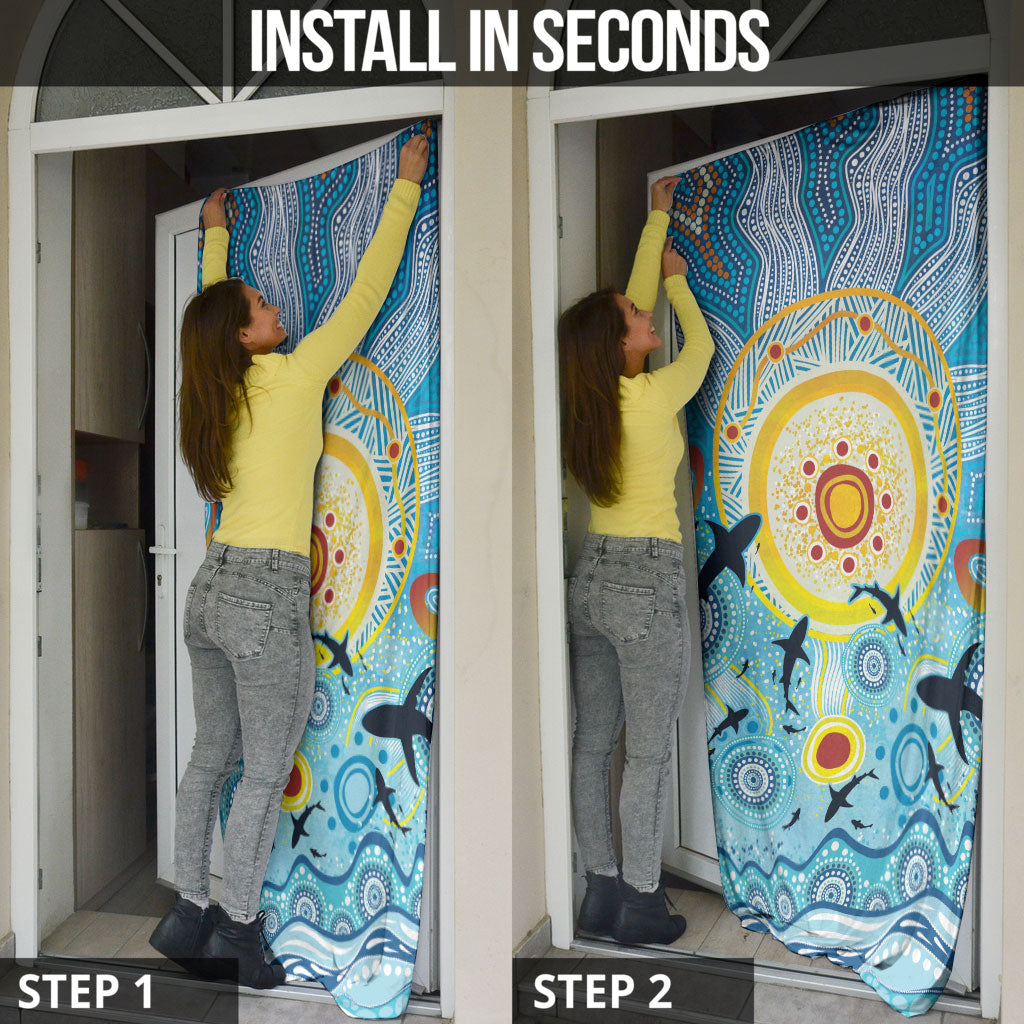 World Ocean Day Aboriginal Arts Indigenous Door Cover Dancing Under Moonlight
