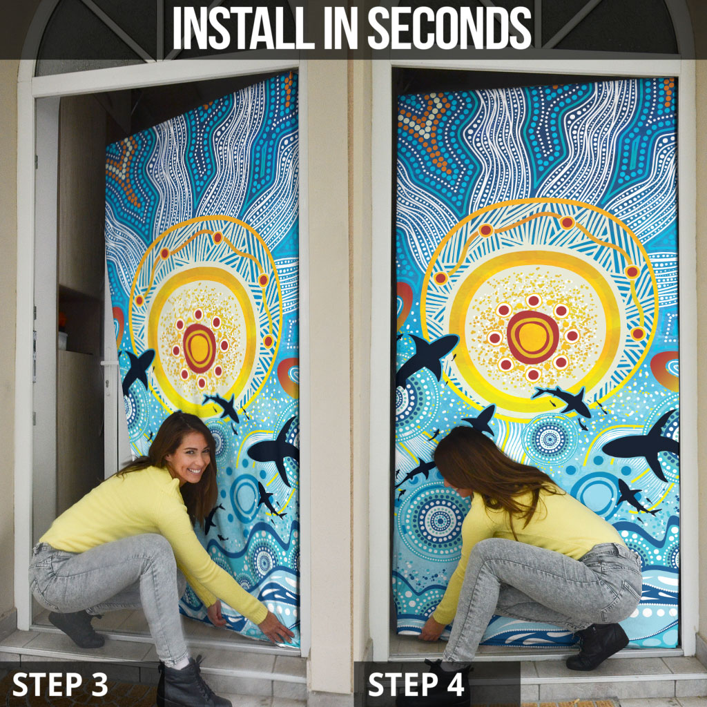 World Ocean Day Aboriginal Arts Indigenous Door Cover Dancing Under Moonlight