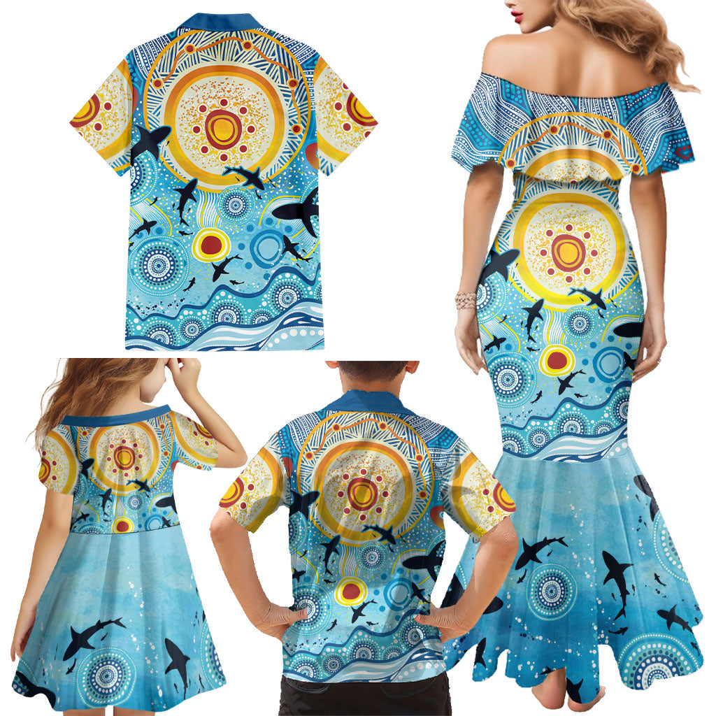 World Ocean Day Aboriginal Arts Indigenous Family Matching Mermaid Dress and Hawaiian Shirt Dancing Under Moonlight